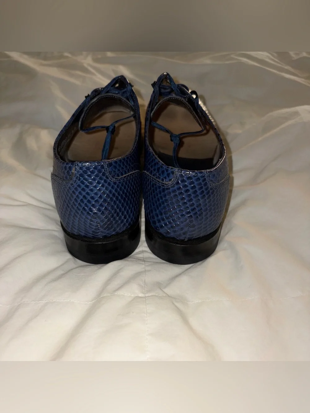 Stacy Adams Blue Mason Anaconda Plain Toe Oxford Leather Dress Shoes size 10.5